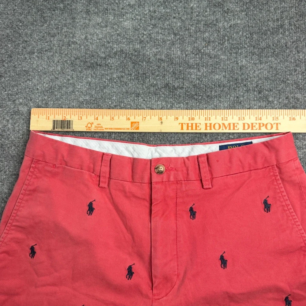 Polo Ralph Lauren Mens Red All Over Pony Embroidered Stretch Classic Fit 32